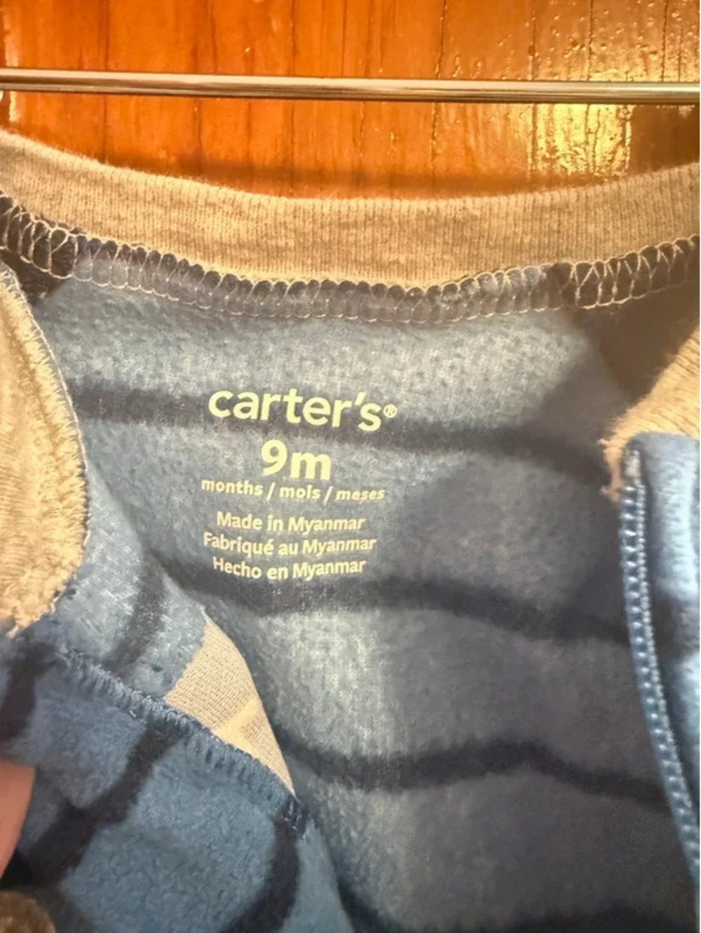 Carter’s Baby Fleece Sleeper 9M Little Brother Footed Pajamas Blue Striped Zip